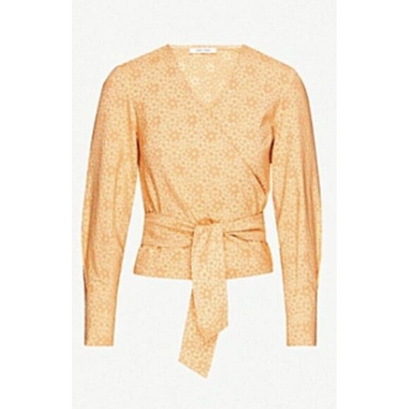 SAMSOE & Samsoe floral wrap top in coral flowers NWT - Picture 1 of 7